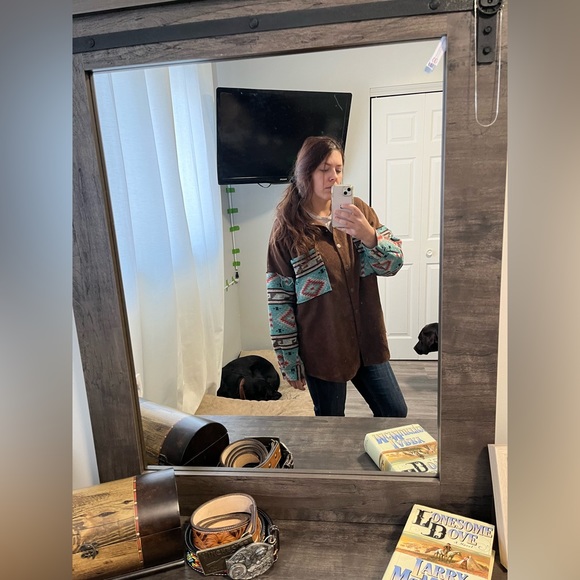 Aztec Western Style Oversized Shirt with Frayed details - Picture 11 of 11